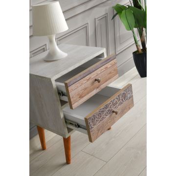 Nočný stolík MALMO 55x40 cm biela/hnedá