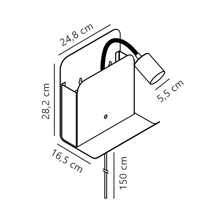 Nordlux - Nástenné bodové svietidlo s poličkou a USB ROOMI 1xGU10/8W/230V biela