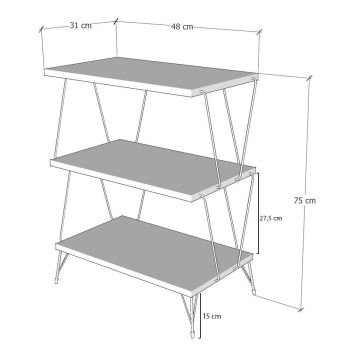 Odkladací stolík LAZANDOS 75x48 cm hnedá/čierna