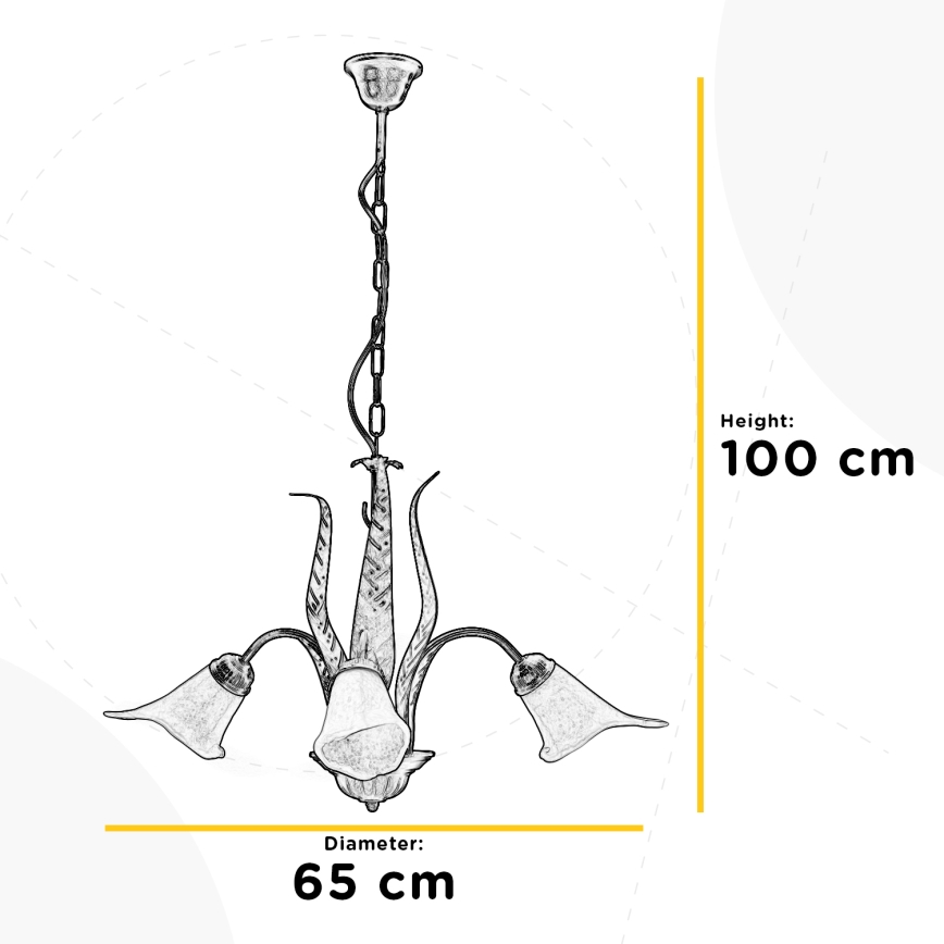 ONLI - Luster na reťazi ALGA 3xE14/6W/230V bronzová