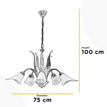 ONLI - Luster na reťazi ALGA 5xE14/6W/230V bronzová