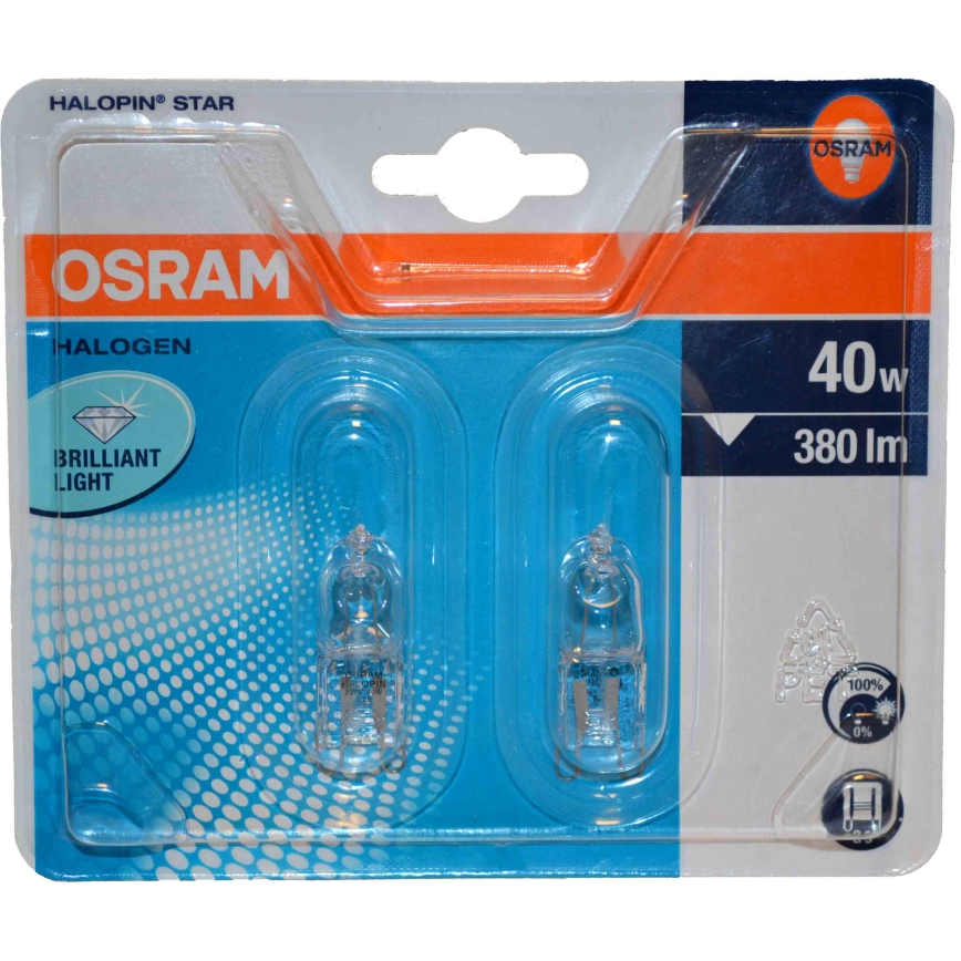 Osram 66840 - G9/40W/230V Halogenová žárovka teplá bílá - sada 2 žárovek