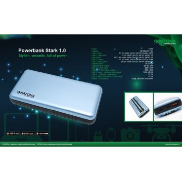 PATONA - Power Bank 20000mAh PD65W Li-Pol 3A USB-C/Lightning