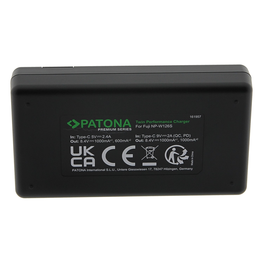 PATONA - Rýchlonabíjačka Dual Fuji NP-W126 + kábel USB-C 0,6m