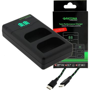 PATONA - Rýchlonabíjačka Dual Olympus BLX-1 + kábel USB-C 0,6m