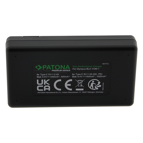 PATONA - Rýchlonabíjačka Dual Olympus BLX-1 + kábel USB-C 0,6m