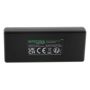 PATONA - Rýchlonabíjačka Dual Sony F550/F750/F970/FM50 + kábel USB-C 0,6m