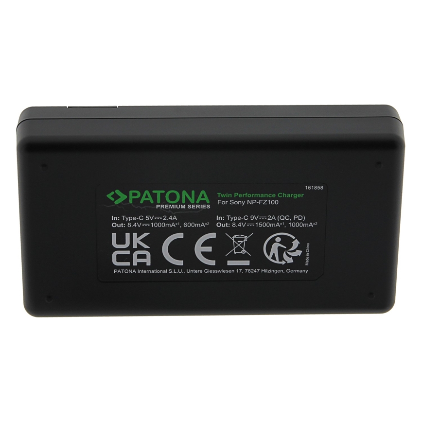 PATONA - Rýchlonabíjačka Dual Sony NP-FZ100 +kábel USB-C 0,6m
