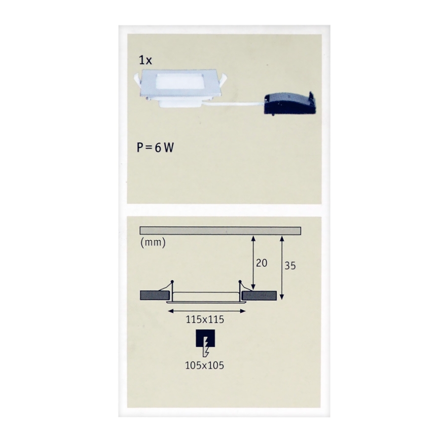 Paulmann 92079 - LED/6W IP44 Kúpeľňové podhľadové svietidlo QUALITY LINE 230V