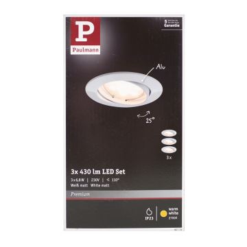 Paulmann 92775 - SADA 3xLED/6,8W Kúpeľňové podhľadové svietidlo PREMIUM LINE 230V