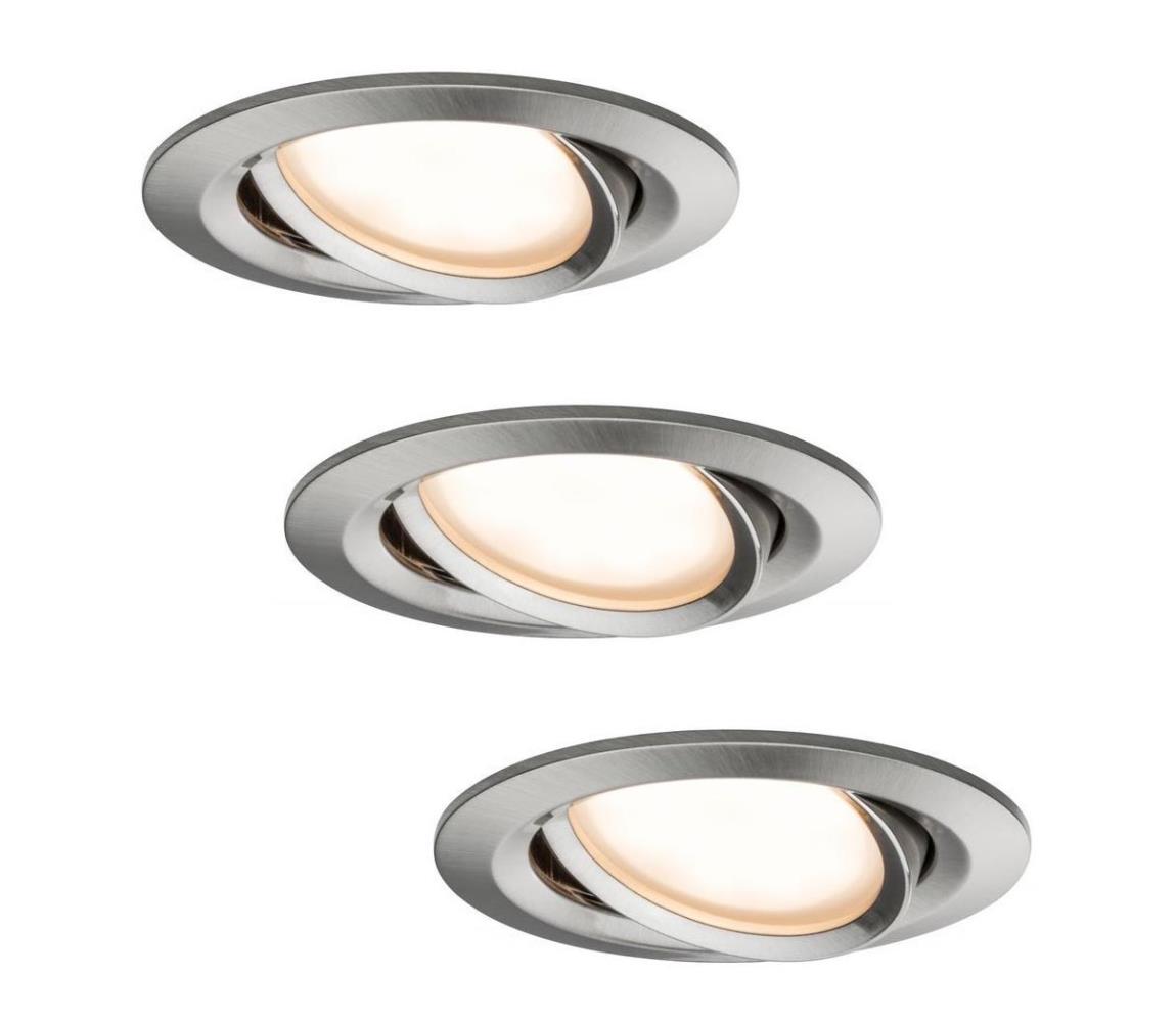 Obrázok LED vstavané svetlo Paulmann Coin WarmDim 93937, 18 W, sada 3 ks, železo (kartáčovamé)