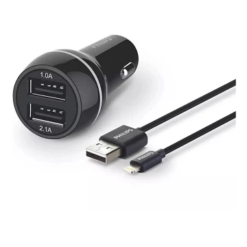 Philips DLP2357V/10 -Nabíjačka do auta 2xUSB/12V + kábel USB/lightning konektor