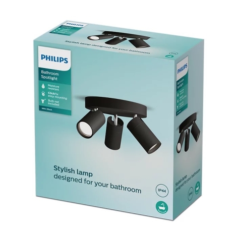 Philips - Kúpeľňové bodové svietidlo IDRIS 3xGU10/5W/230V IP44 čierna