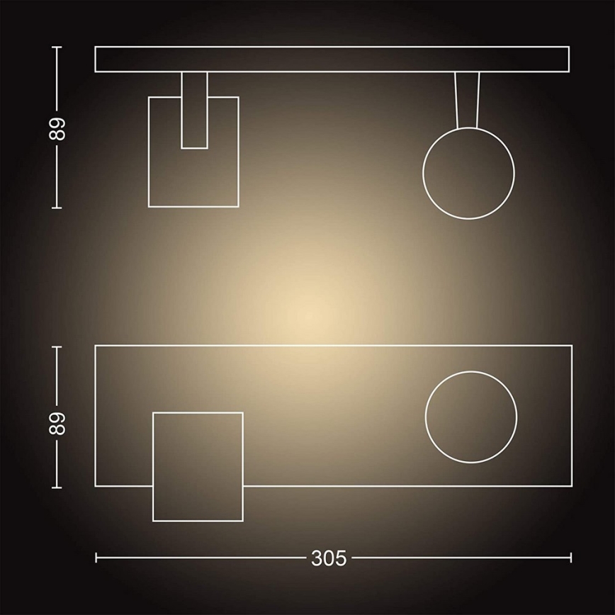 Philips - LED Stmievateľné bodové svietidlo Hue RUNNER 2xGU10/4,2W/230V 2200-6500K + diaľkové ovládanie biela