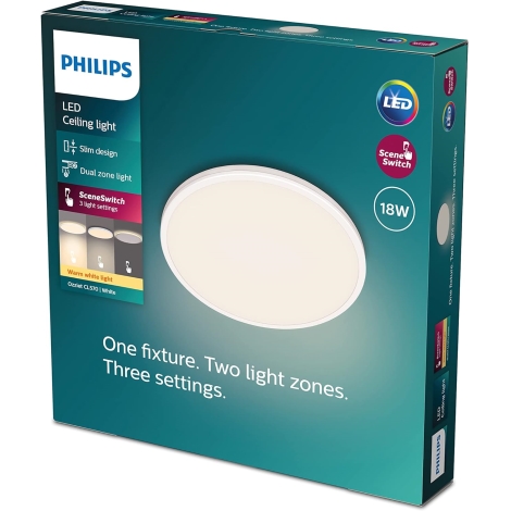 Philips - LED Stmievateľné stropné svietidlo SCENE SWITCH LED/18W/230V pr. 30 cm 2700K biela