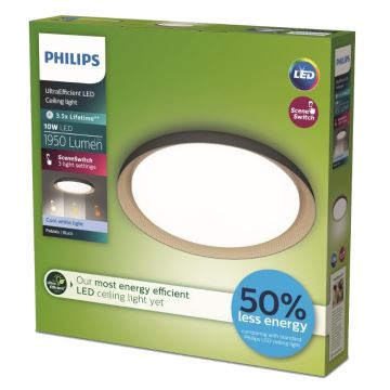 Philips - LED Stmievateľné stropné svietidlo PEBBLO SCENE SWITCH LED/10W/230V 4000K čierna