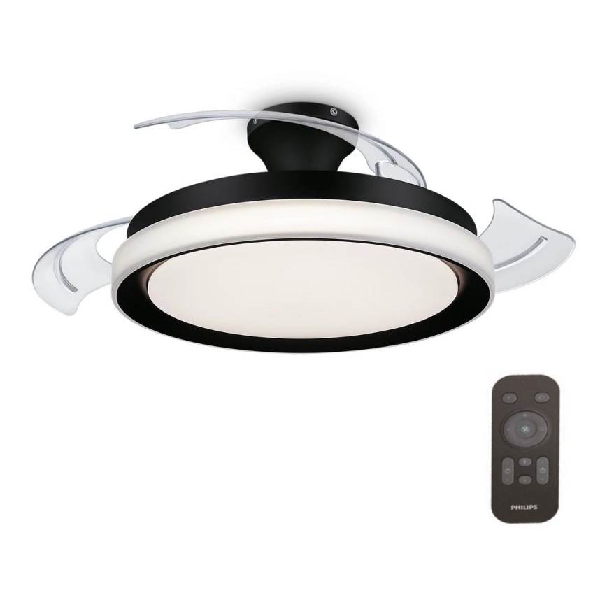 Philips-LED Stropné svietidlo s ventilátorom BLISS LED/35W/230V 5500/4000/2700K čierna + diaľkové ovládanie