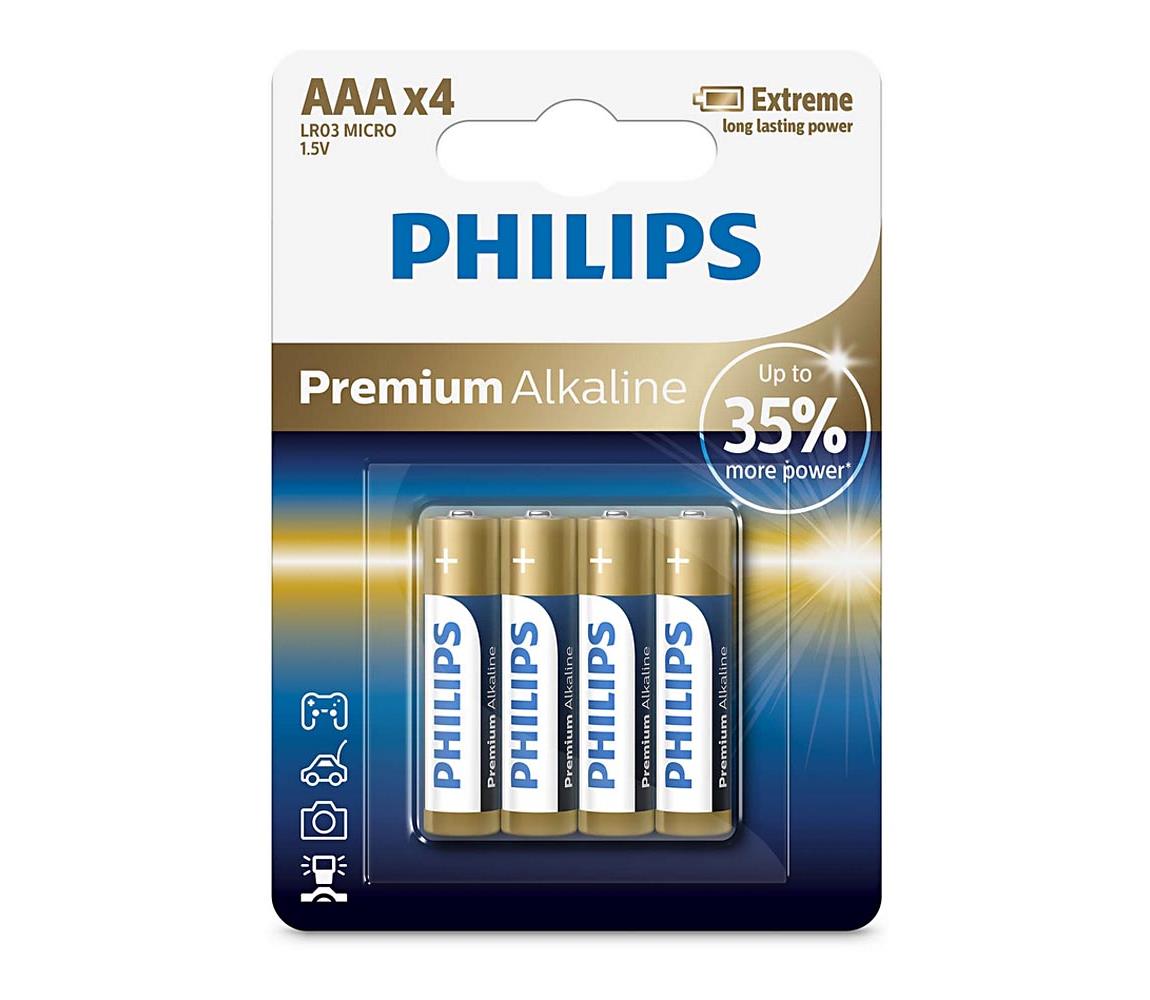 Philips Philips LR03M4B/10 - 4 ks Alkalická batéria AAA PREMIUM ALKALINE 1,5V 1320mAh 