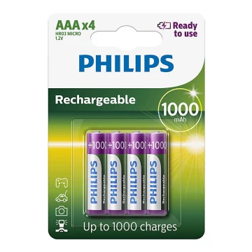 Philips R03B4RTU10/10 - 4 ks Nabíjacie batérie AAA MULTILIFE NiMH/1,2V/1000 mAh