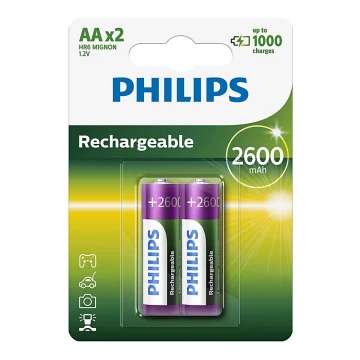 Philips R6B2A260/10 - 2 ks Nabíjacie batérie AA MULTILIFE NiMH/1,2V/2600 mAh
