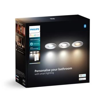 Philips - SADA 3x LED Stmievateľné kúpeľňové podhľadové svietidlo Hue ADORE BATHROOM 1xGU10/4,2W/230V 2200-6500K IP44