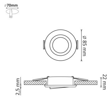 Podhľadové svietidlo EAST OPAL 1xGU10/8W/230V pr. 8,5 cm zlatá