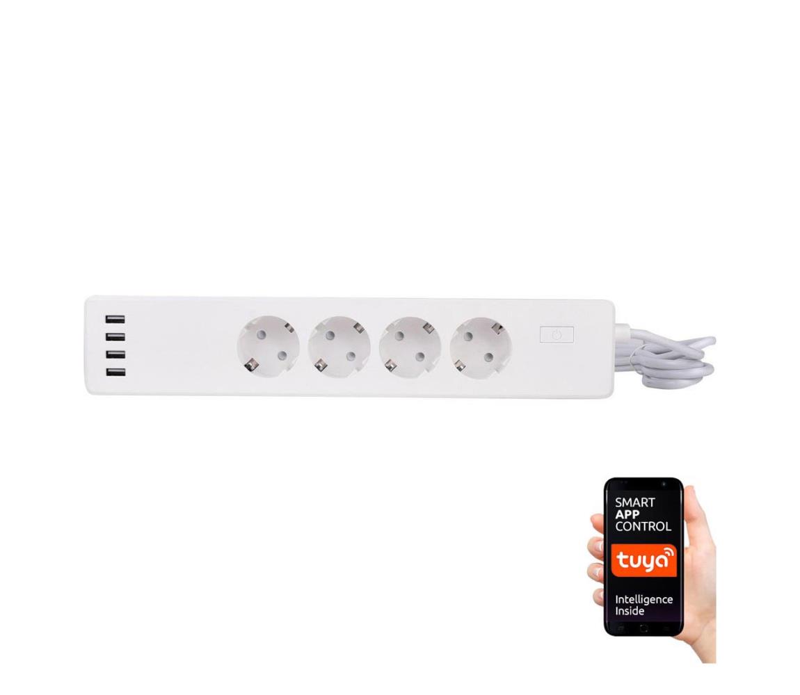 Greenlux Predlžovací kábel s vypínačom 1,8 m + 4xUSB/Wi-Fi Tuya 