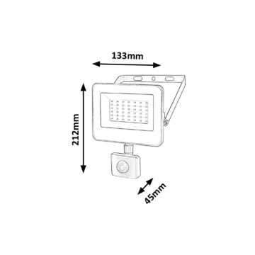 Rabalux - LED Reflektor so senzorom LED/30W/230V 4000K IP44 čierna