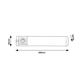 Rabalux - LED Podlinkové svietidlo so zásuvkou LED/8W/230V 4000K 68 cm matný chróm