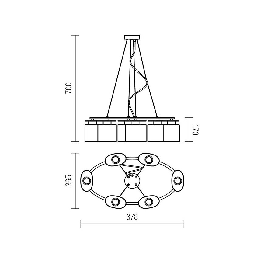 Redo 01-1031 - Luster na lanku SHAPE 6xE14/28W/230V