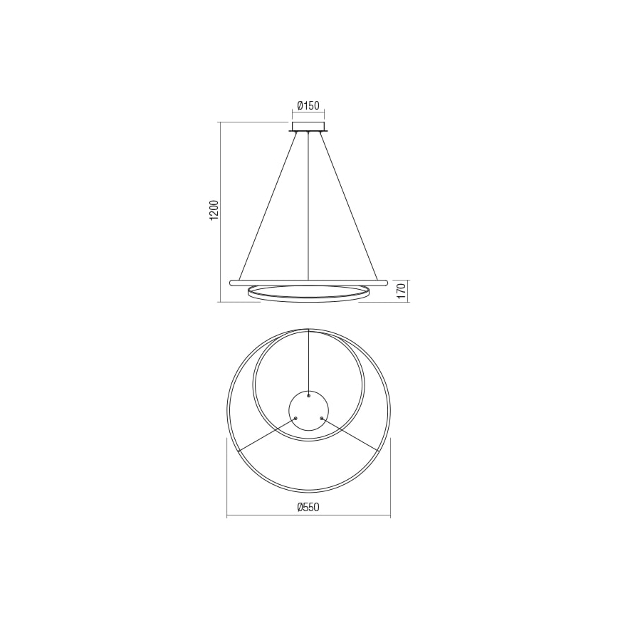 Redo 01-1794 - LED Stmievateľný luster na lanku TORSION LED/29W/230V pr. 55 cm bronz