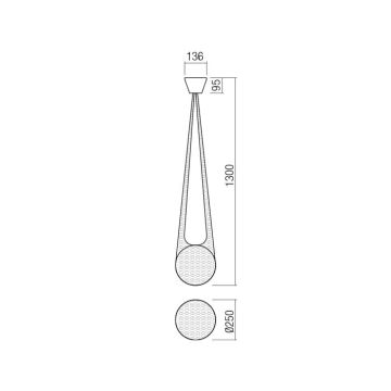 Redo 01-1972 - LED Luster na lanku ALLURIA 1xE27/5W/230V pr. 25 cm