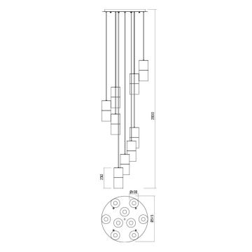 Redo 01-2026 - Luster na lanku IWI 9xE27/42W/230V bronz