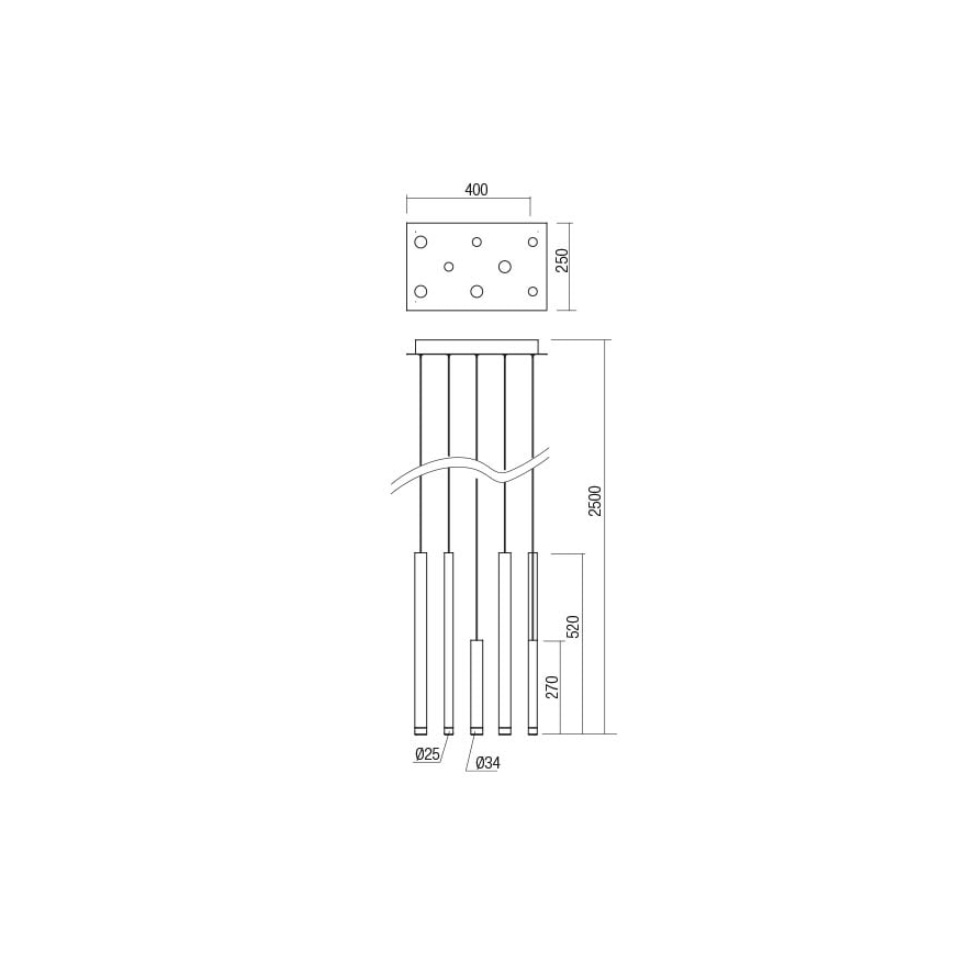 Redo 01-2049 - LED Luster na lanku MADISON 8xLED/4W/230V lesklý chróm/čierna/meď