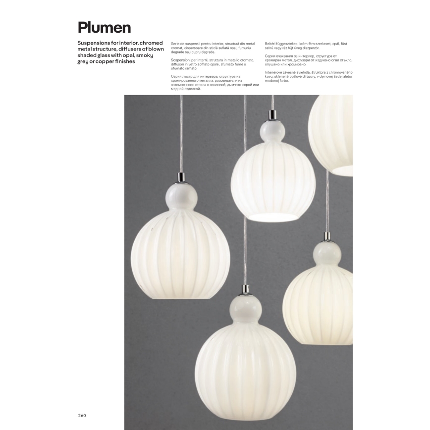 Redo 01-2068 - Luster na lanku PLUMEN 6xE14/42W/230V biela