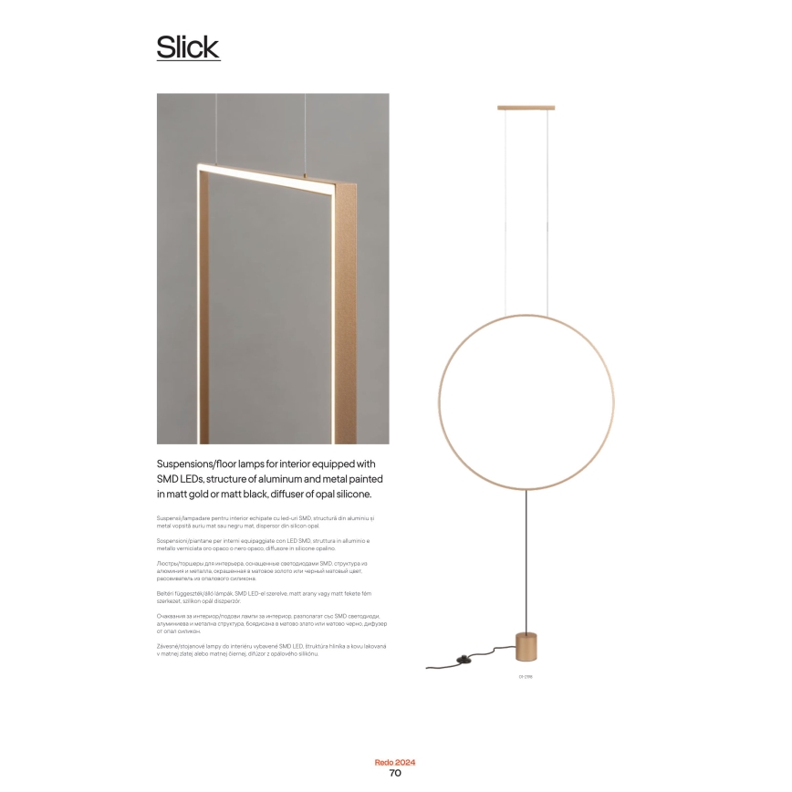 Redo 01-2134 - LED Stojacia lampa SLICK LED/28W/230V čierna