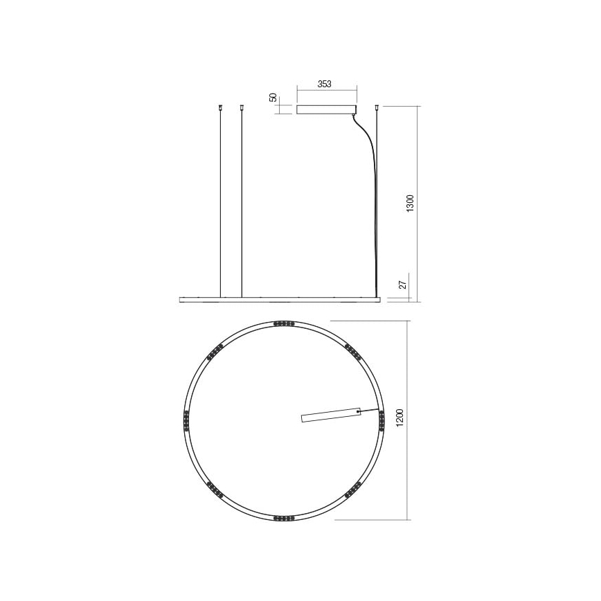 Redo 01-2208 - LED Luster na lanku UNION LED/68W/230V 3000K pr. 120 cm biela