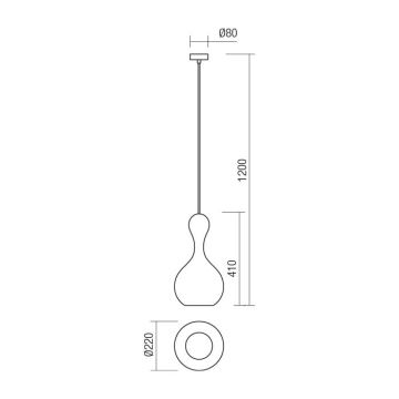 Redo 01-2259 - Luster na lanku LOB 1xE27/42W/230V pr. 22 cm šedá