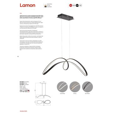 Redo 01-2454 - LED Luster na lanku LAMON LED/57W/230V zlatá