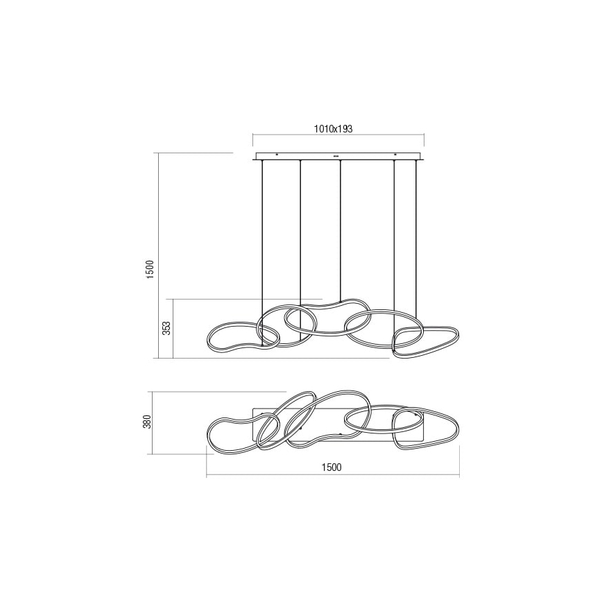 Redo 01-2599 - LED Stmievateľný luster na lanku BIAS LED/108,6W/230V 3000K čierna