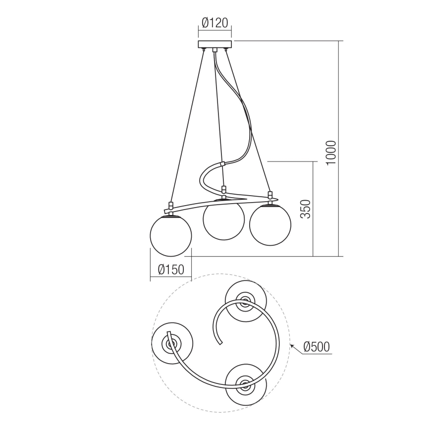 Redo 01-2716 - Luster na lanku VOLLEY 3xE14/28W/230V čierna