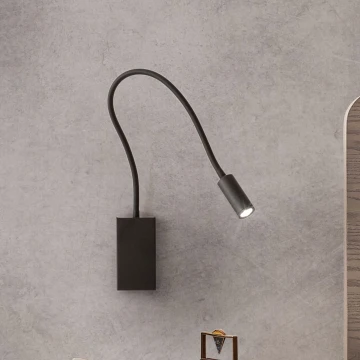 Redo 01-2755 - LED Flexibilná lampička WALLIE LED/3W/230V USB CRI 90 čierna