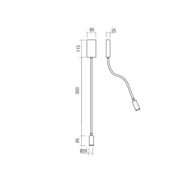 Redo 01-2755 - LED Flexibilná lampička WALLIE LED/3W/230V USB CRI 90 čierna