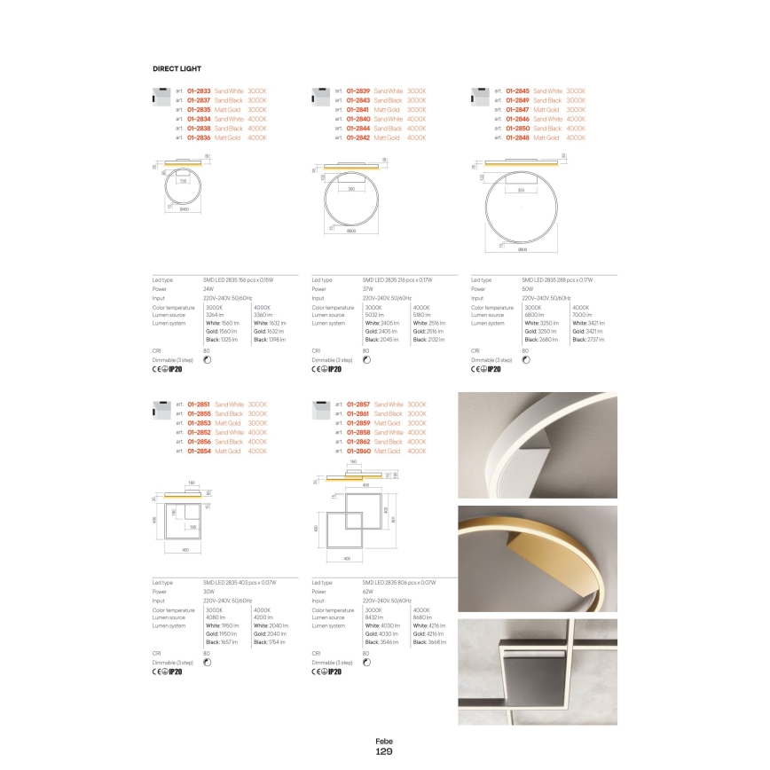 Redo 01-2865 - LED Stmievateľný luster na lanku FEBE LED/37W/230V zlatá