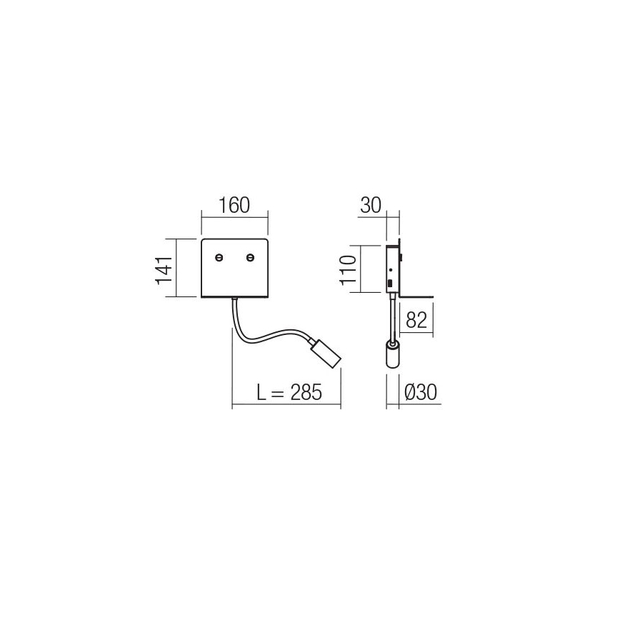 Redo 01-3211 - LED Nástenné svietidlo s flexibilnou lampičkou MOKA LED/6W + LED/3W/230V USB CRI90 čierna