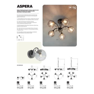 Redo 02-971 - Luster na tyči ASPERA 5xE14/28W/230V čierna