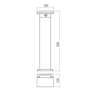 Redo 90536 - LED Solárna lampa so senzorom TAIYO LED/2W/3,7V 3000K IP54 antracit