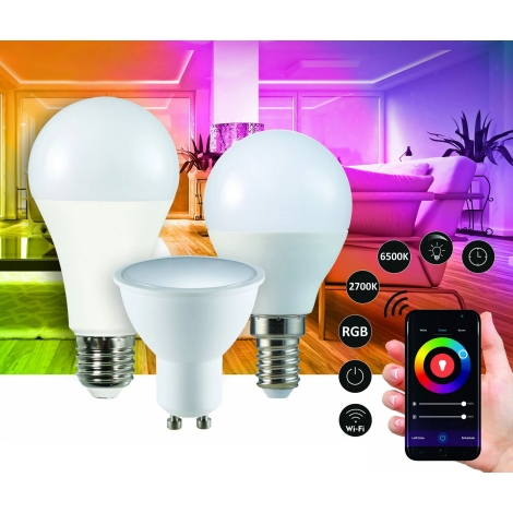 RGBW LED Stmievateľná žiarovka G45 E14/5,5W/230V 2700-6500K Wi-Fi Tuya