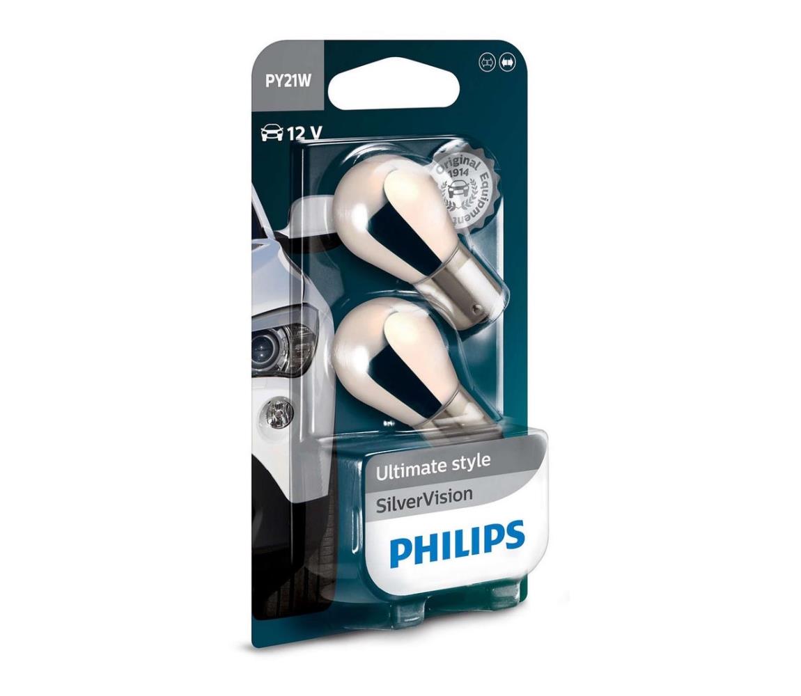 Philips SADA 2x Autožiarovka Philips SILVER VISION 12496SVB2 PY21W BAU15s/21W/12V 