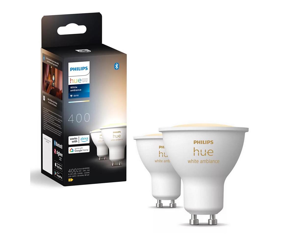 Philips SADA 2x LED Stmievateľná žiarovka Philips Hue WHITE AMB. GU10/4,2W/230V 2200-6500K 